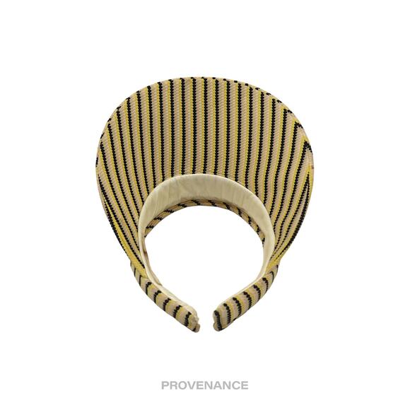 🔴 Balenciaga Logo Visor - Rattan Striped Black Yellow Straw - Picture 5 of 9